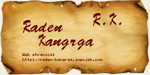 Raden Kangrga vizit kartica
